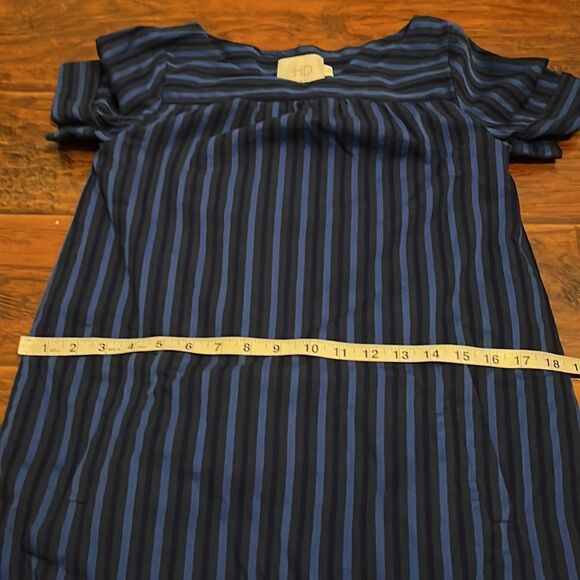 Anthropologie HD In Paris Blue Cerulean Stripe Dress Boho Feminine Contemporary - Picture 10 of 16
